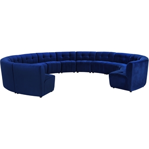 Maklaine 13-Piece Modular Contemporary Velvet Sectional Sofa in Navy