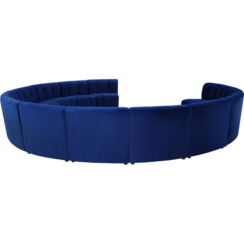 Maklaine 13-Piece Modular Contemporary Velvet Sectional Sofa in Navy