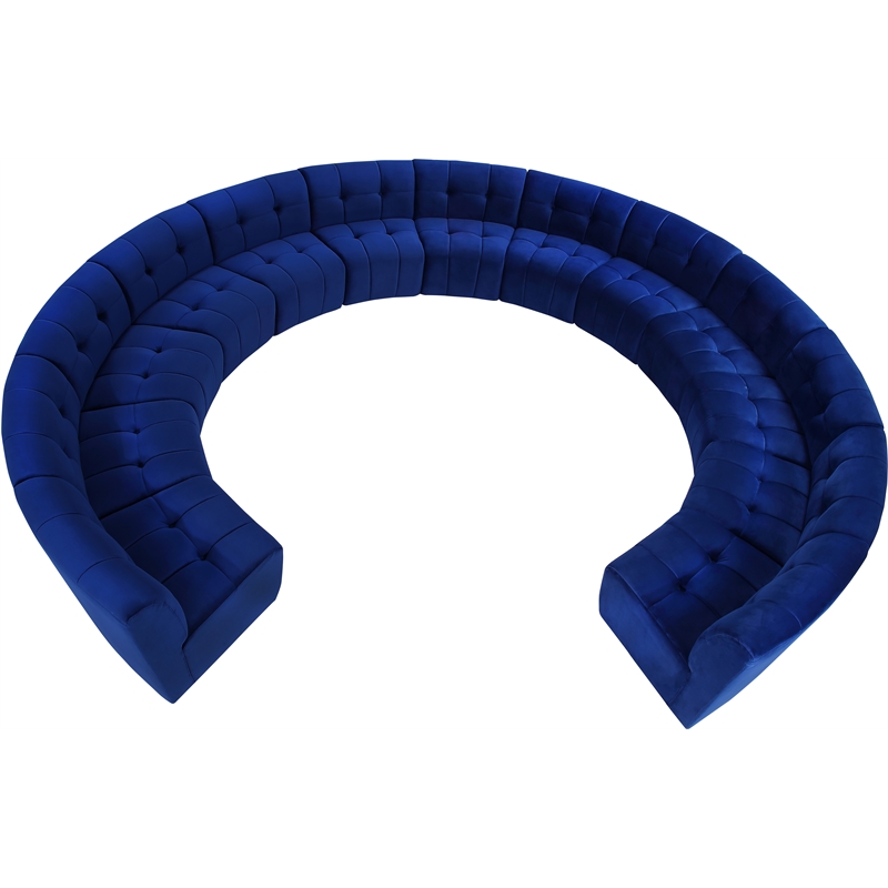 Maklaine 13-Piece Modular Contemporary Velvet Sectional Sofa in Navy