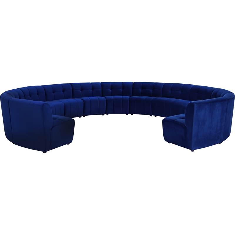 Maklaine 13-Piece Modular Contemporary Velvet Sectional Sofa in Navy