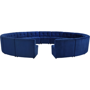 Maklaine 15-Piece Modular Contemporary Velvet Sectional Sofa in Navy