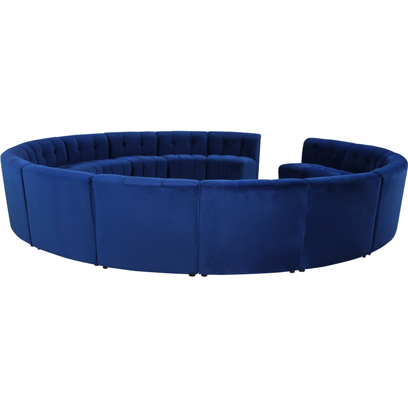 Maklaine 15-Piece Modular Contemporary Velvet Sectional Sofa in Navy