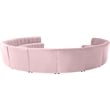 Maklaine 12-Piece Modular Contemporary Velvet Sectional Sofa in Pink