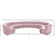 Maklaine 12-Piece Modular Contemporary Velvet Sectional Sofa in Pink
