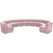 Maklaine 12-Piece Modular Contemporary Velvet Sectional Sofa in Pink
