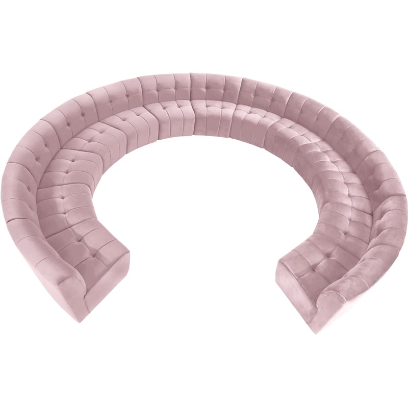 Maklaine 13-Piece Modular Contemporary Velvet Sectional Sofa in Pink