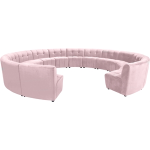 Maklaine 14-Piece Modular Contemporary Velvet Sectional Sofa in Pink
