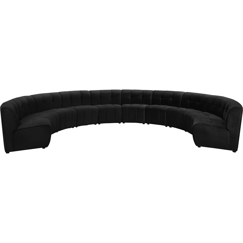Maklaine 10-Piece Modular Contemporary Velvet Sectional Sofa in Black