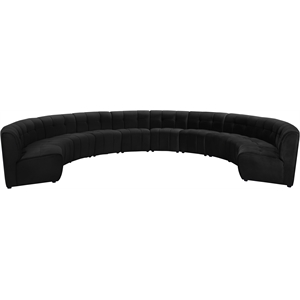 Maklaine 10-Piece Modular Contemporary Velvet Sectional Sofa in Black