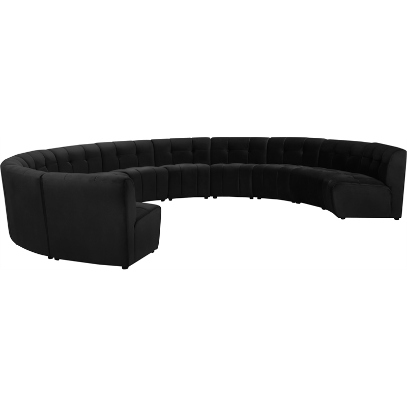 Maklaine Contemporary Black Velvet Modular 11 Piece Sectional Sofa