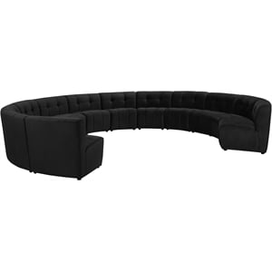 Maklaine 12-Piece Modular Contemporary Velvet Sectional Sofa in Black