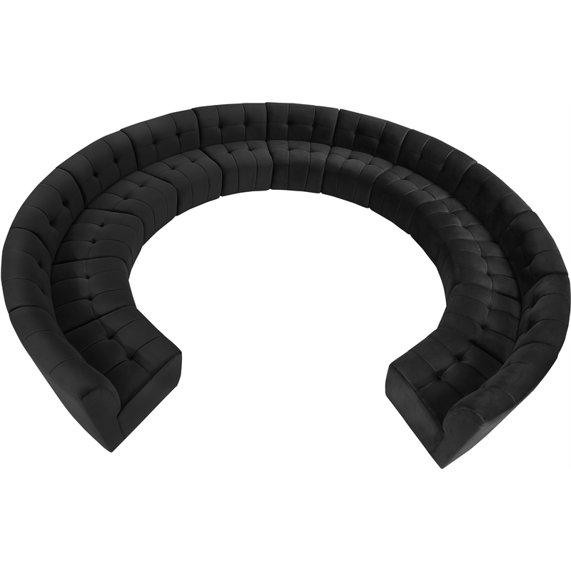 Maklaine 13-Piece Modular Contemporary Velvet Sectional Sofa in Black