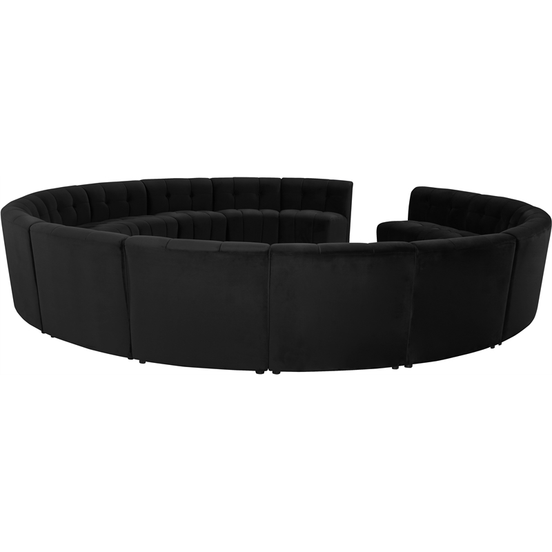 Maklaine 15-Piece Modular Contemporary Velvet Sectional Sofa in Black