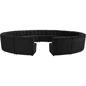 Maklaine 15-Piece Modular Contemporary Velvet Sectional Sofa in Black