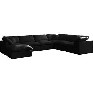 Maklaine Contemporary Standard Black Velvet Modular Sectional Sofa