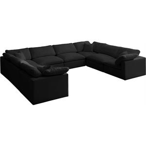 Maklaine Contemporary Standard Black Velvet Modular Sectional Sofa