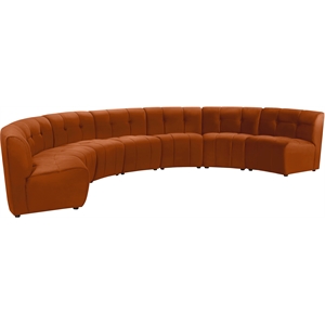 Maklaine 7-Piece Modular Contemporary Velvet Sectional Sofa in Mahogany