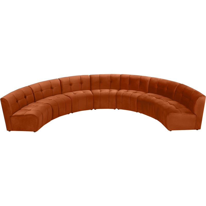 Maklaine 7-Piece Modular Contemporary Velvet Sectional Sofa in Mahogany