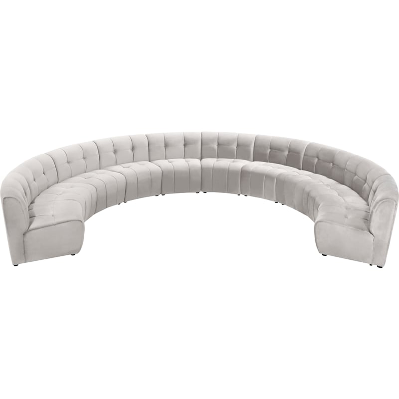 Maklaine 10-Piece Modular Contemporary Velvet Sectional Sofa in Cream