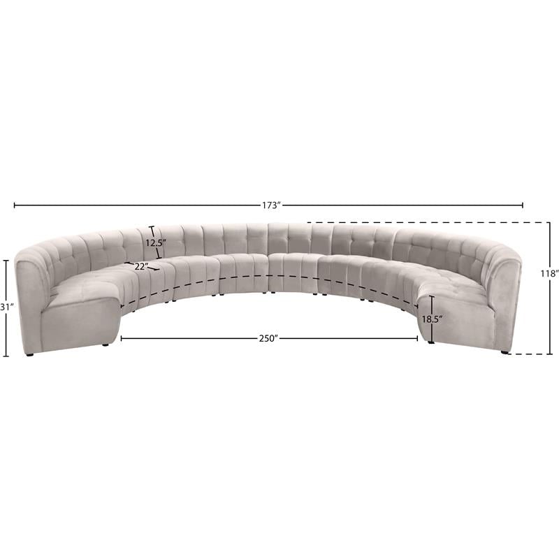 Maklaine 10-Piece Modular Contemporary Velvet Sectional Sofa in Cream