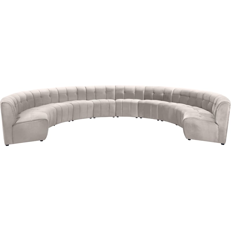 Maklaine 10-Piece Modular Contemporary Velvet Sectional Sofa in Cream