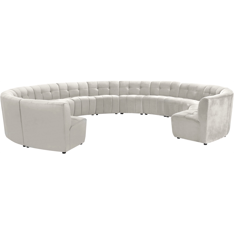 Maklaine 13-Piece Modular Contemporary Velvet Sectional Sofa in Cream