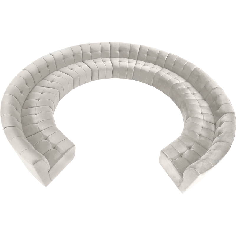 Maklaine 13-Piece Modular Contemporary Velvet Sectional Sofa in Cream