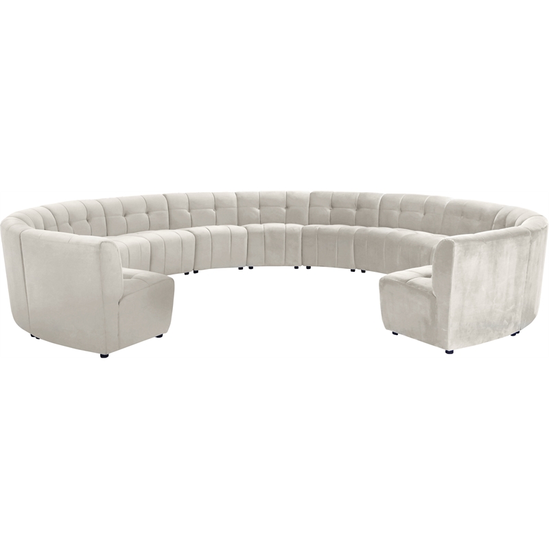Maklaine 13-Piece Modular Contemporary Velvet Sectional Sofa in Cream