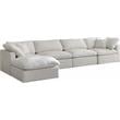 Maklaine Contemporary Standard Cream Velvet Modular Sectional Sofa