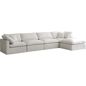 Maklaine Contemporary Standard Cream Velvet Modular Sectional Sofa