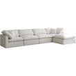 Maklaine Contemporary Standard Cream Velvet Modular Sectional Sofa