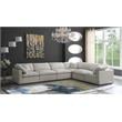 Maklaine Contemporary Standard Cream Velvet Modular Sectional Sofa
