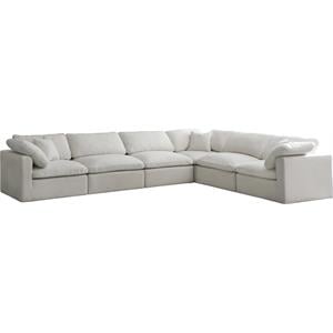 Maklaine Contemporary Standard Cream Velvet Modular Sectional Sofa