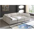 Maklaine Contemporary Standard Cream Velvet Modular Sectional Sofa