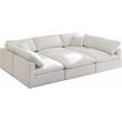 Maklaine Contemporary Standard Cream Velvet Modular Sectional Sofa