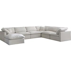 Maklaine Contemporary Standard Cream Velvet Modular Sectional Sofa