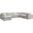 Maklaine Contemporary Standard Cream Velvet Modular Sectional Sofa