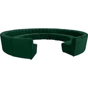 Maklaine 14-Piece Modular Contemporary Velvet Sectional Sofa in Green