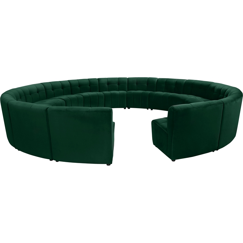 Maklaine 15-Piece Modular Contemporary Velvet Sectional Sofa in Green