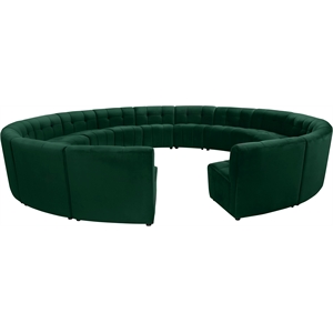 Maklaine 15-Piece Modular Contemporary Velvet Sectional Sofa in Green