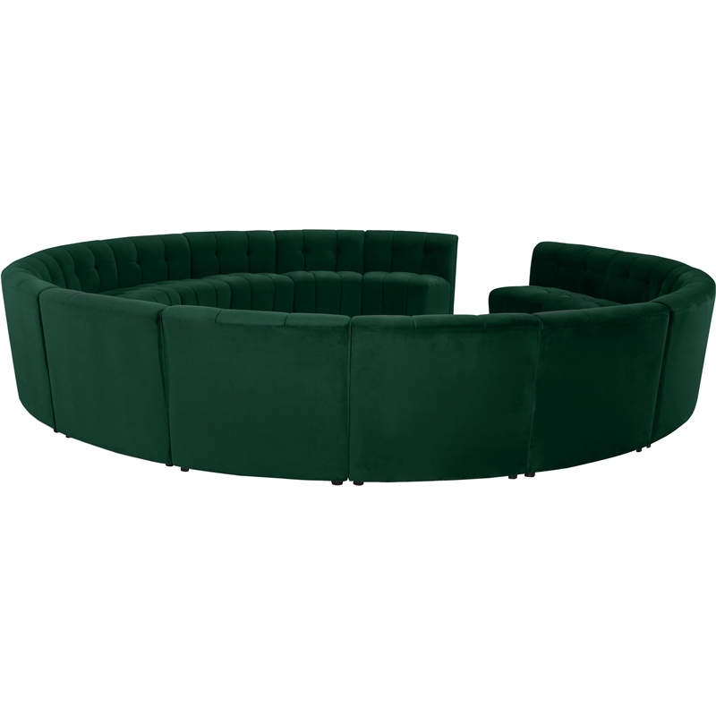 Maklaine 15-Piece Modular Contemporary Velvet Sectional Sofa in Green