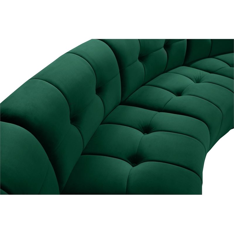 Maklaine 15-Piece Modular Contemporary Velvet Sectional Sofa in Green
