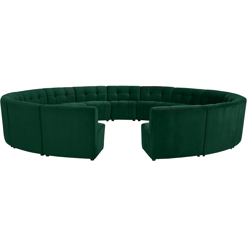Maklaine 15-Piece Modular Contemporary Velvet Sectional Sofa in Green