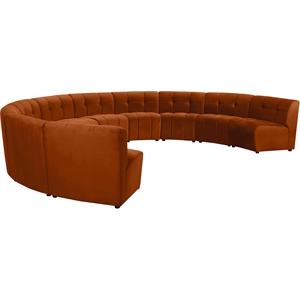 Maklaine 10-Piece Modular Contemporary Velvet Sectional Sofa in Mahogany