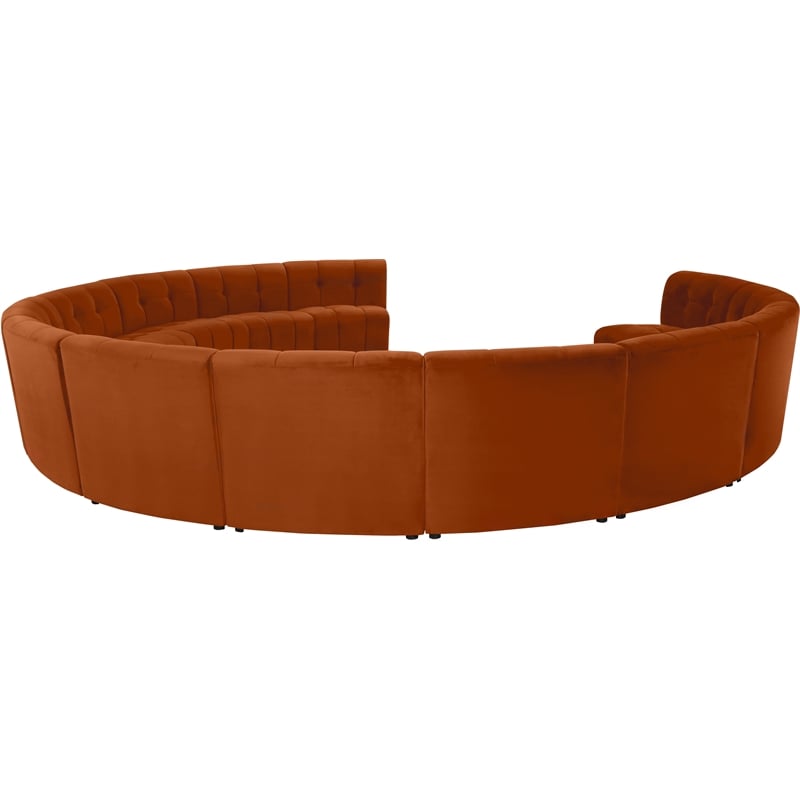 Maklaine 13-Piece Modular Contemporary Velvet Sectional Sofa in Mahogany