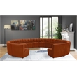 Maklaine 14-Piece Modular Contemporary Velvet Sectional Sofa in Mahogany