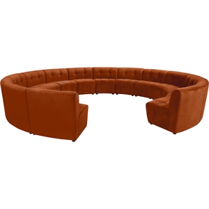 Maklaine 14-Piece Modular Contemporary Velvet Sectional Sofa in Mahogany