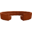 Maklaine 14-Piece Modular Contemporary Velvet Sectional Sofa in Mahogany