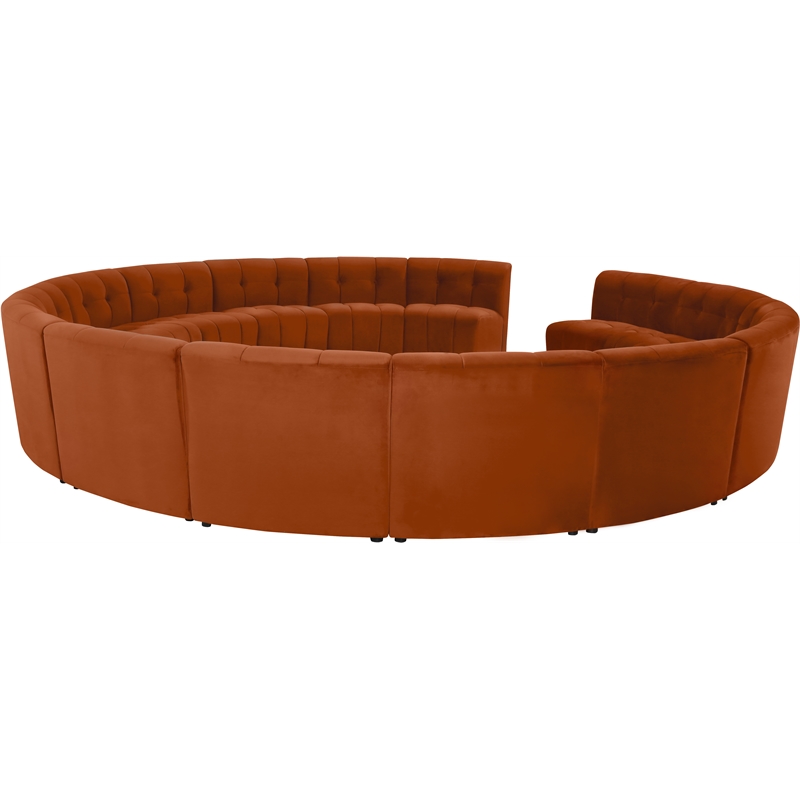 Maklaine 15-Piece Modular Contemporary Velvet Sectional Sofa in Mahogany