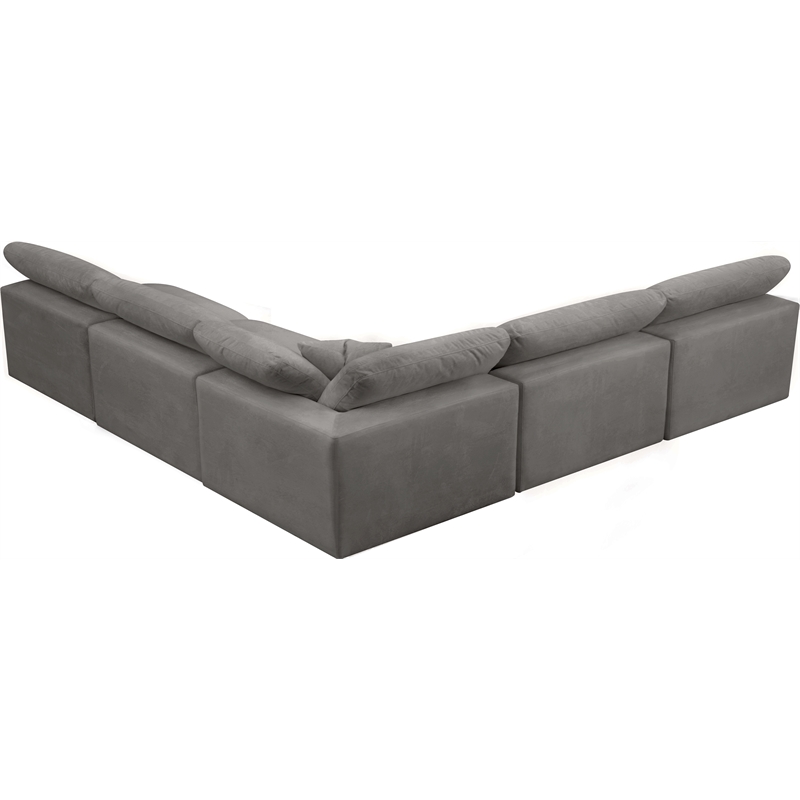 Maklaine Contemporary Gray Velvet Down Filled Modular Sectional Sofa